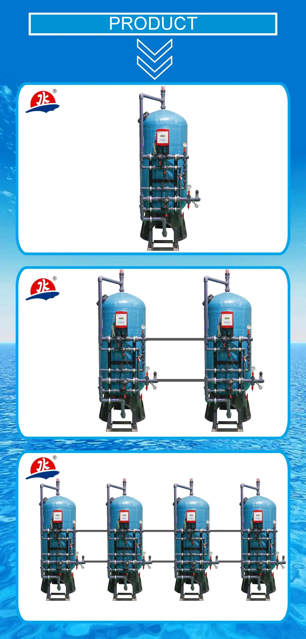 Jkmatic Resin Exchange/Silica Sand/Active Carbon/Sand Filter/Multimedia Water Filter and Softener Treatment Equipment Save up to 50% Water and 30% Salt